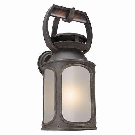 BL4513 Troy Solid Aluminum And Wood Exterior Old Trail 1Lt Wall Led Large with Centennial Rust Finish