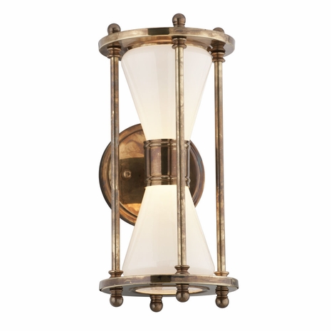 BL4631 Troy Solid Brass Exterior Magellan 2Lt Wall Led Small with Historic Brass Finish