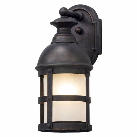 BL5151 Troy Hand-Forged Iron And Aluminum Exterior Webster 1Lt Wall Lantern Led Small with Vintage Bronze Finish