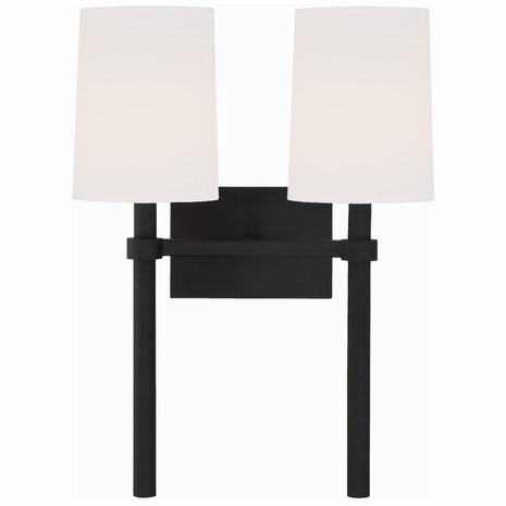 BRO-452-BF Crystorama Bromley 2 Light Black Forged Sconce
