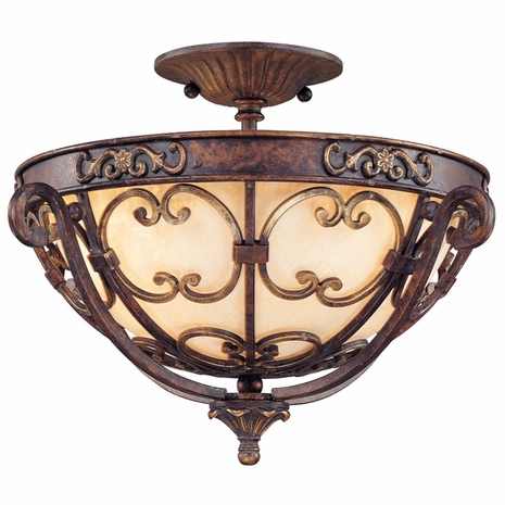 C1102VB Troy La Paloma Large Venetian Bronze 3 Light Semi-Flush