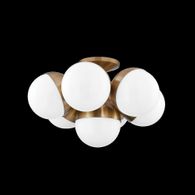 C1524-PBR Troy Lighting Cupertino 7Lt Semi Flush with Patina Brass Finish
