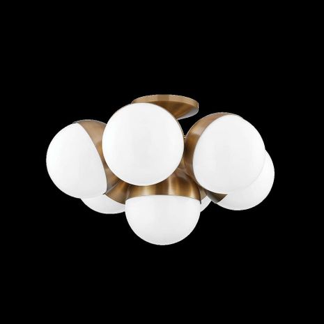 C1524-PBR Troy Lighting Cupertino 7Lt Semi Flush with Patina Brass Finish