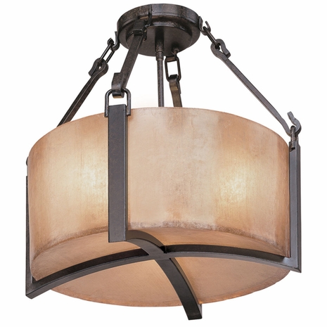 C1740ABZ Troy Interior Austin Ceiling 3Lt Hand-Worked Iron Ceiling Semi-Flush Mount in Antique Bronze Finish