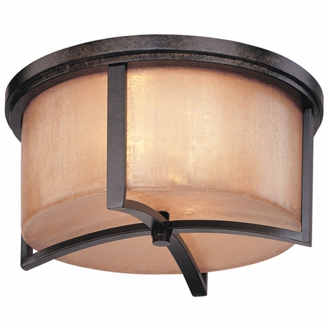 C1742ABZ Troy Interior Austin Ceiling 2Lt Hand-Worked Iron Flush Ceiling Mount in Antique Bronze Finish