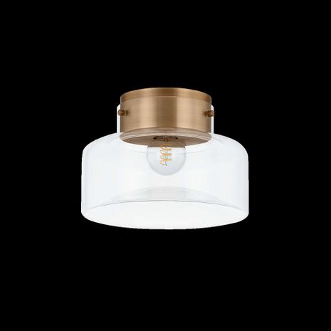 C2113-PBR Troy Lighting Bellow 1Lt Flush Mount with Patina Brass Finish