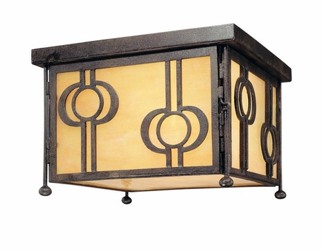 C5030FI Troy Lighting Aberdeen 2 Light Flush Lantern in Fired Iron Finish