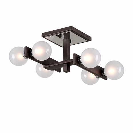 C6070 Troy Forest Bronze & Polished Chrome Network 6Lt Ceiling Semi-Flush