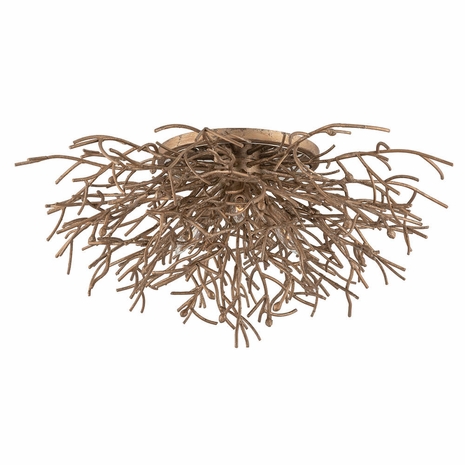 C6090-VZ Troy Lighting Sierra 3Lt Flush Mount with Hand-Worked Iron Finish