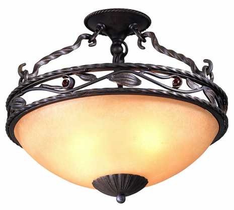 C8901FBK Troy Lighting Madera 3 Light Semi-Flush in Forged Black Finish