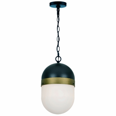 CAP-8507-MK-TG Crystorama Brian Patrick Flynn Capsule 1 Light Matte Black + Textured Gold Outdoor Pendant