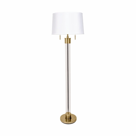 CP100-BB House of Troy Caspian Brushed Brass Glass Tube Floor Lamp With Hardback Shade