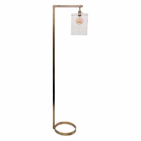 D300-AB-G House of Troy 65" Danby Floor Lamp in Antique Brass with Glass Shade Option