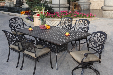 Darlee Elisabeth (6) Seat Patio Set with 42 x 72 inch Dining Table