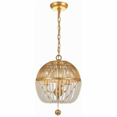 DUV-623-GA Crystorama Duval 3 Light Antique Gold Pendant