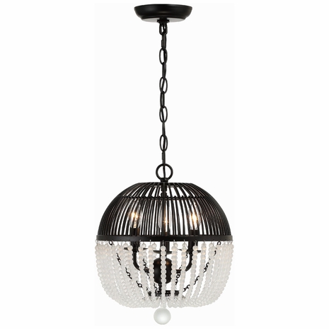 DUV-623-MK Crystorama Duval 3 Light Matte Black Pendant