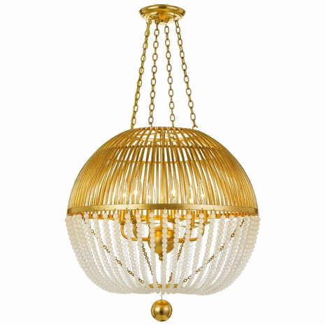 DUV-626-GA Crystorama Duval 6 Light Antique Gold Pendant
