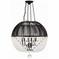 DUV-626-MK Crystorama Duval 6 Light Matte Black Pendant