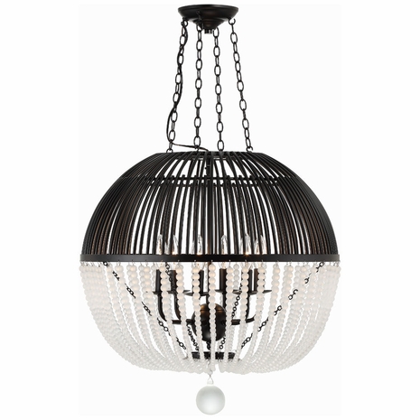 DUV-626-MK Crystorama Duval 6 Light Matte Black Pendant