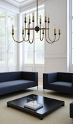 F-4798 Framburg 12-Light Antique Brass/Matte Black Nicole Chandelier