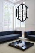 F-5315 Framburg 5-Light Brushed Nickel/Matte Black Urban Craftsman Chandelier