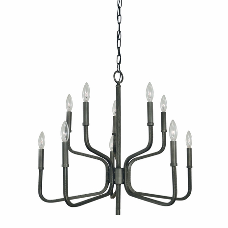 F-5480 Framburg 10-Light Iron Heidelberg Dining Chandelier