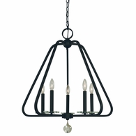 F-5515 Framburg 5-Light Matte Black Triangulum Dining Chandlier