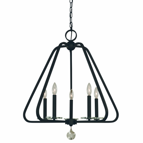 F-5515 Framburg 5-Light Matte Black Triangulum Dining Chandlier
