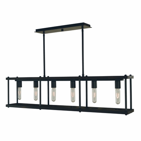 F-5536 Framburg 6-Light Matte Black Industria Island Chandelier