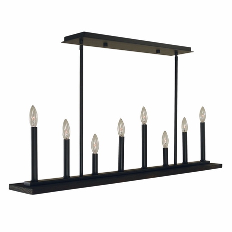 F-5538 Framburg 8-Light Matte Black Industria Island Chandelier