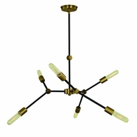 F-5630 Framburg 6-Light Antique Brass/Matte Black Accents Kinetic Dining Chandelier