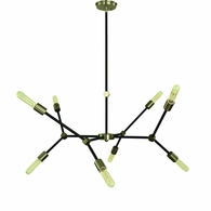 F-5632 Framburg 8-Light Antique Brass/Matte Black Accents Kinetic Dining Chandelier