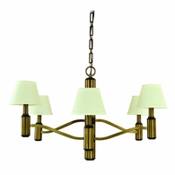 F-5636 Framburg 6-Light Antique Brass/Matte Black Accents Hampton Dining Chandelier