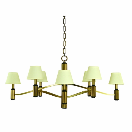 F-5638 Framburg 8-Light Antique Brass/Matte Black Accents Hampton Dining Chandelier