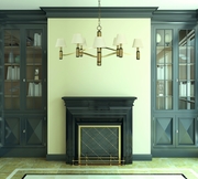 F-5638 Framburg 8-Light Antique Brass/Matte Black Accents Hampton Dining Chandelier