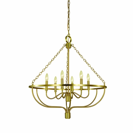 F-5680 Framburg 6-Light Brushed Brass Town Dining Chandelier
