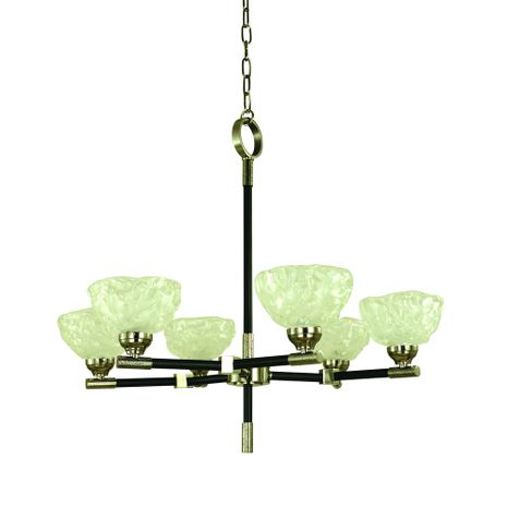 F-5696 Framburg 5-Light Antique Brass with Matte Black accents Dining Chandelier