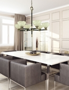 F-5696 Framburg 5-Light Antique Brass with Matte Black accents Dining Chandelier