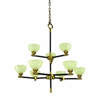 F-5699 Framburg 9-Light Antique Brass with Matte Black accents Dining Chandelier
