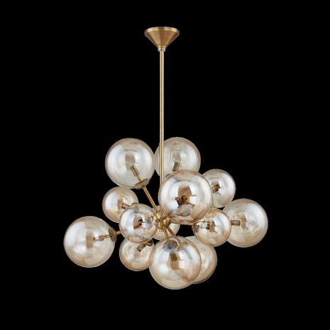 F1027-PBR Troy Lighting Santee 13Lt Chandelier with Patina Brass Finish