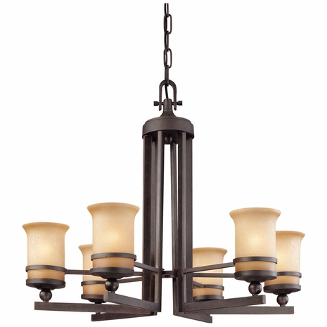 F1236NR Troy Ranier Medium Natural Rust 6 Light Chandelier