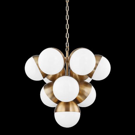F1526-PBR Troy Lighting Cupertino 10Lt Chandelier with Patina Brass Finish