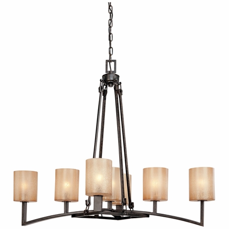 F1747ABZ Troy Interior Austin Medium 7Lt Hand-Worked Iron Ceiling Mount Island in Antique Bronze Finish