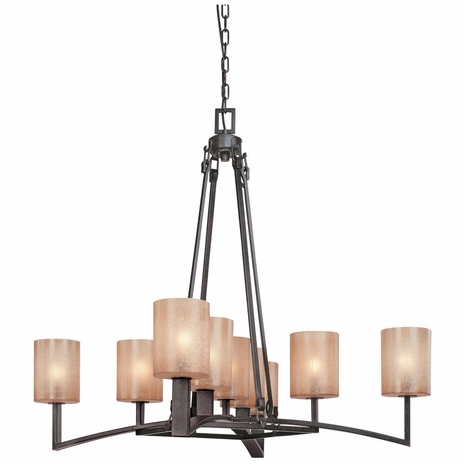 F1749ABZ Troy Interior Austin Large 9Lt Hand-Worked Iron Ceiling Mount Chandelier in Antique Bronze Finish