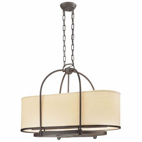 F1805FBZ Troy Interior Redmond Medium 4Lt Hand-Worked Iron Ceiling Mount Island in Federal Bronze Finish