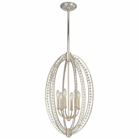 F1926PN Troy Collins Large Polished Nickel 6 Light Pendant