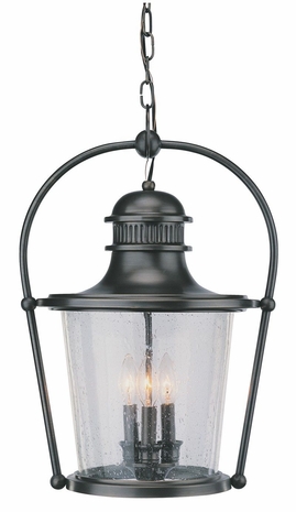 F2038EB Troy Exterior Williamsburg Guild Hall English Bronze Large 3 Light Hanging Lantern