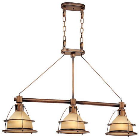F2053SBZ Troy Interior Bristol Bay Large 3Lt Hand-Worked Iron Ceiling Mount Island in Sunset Bronze Finish