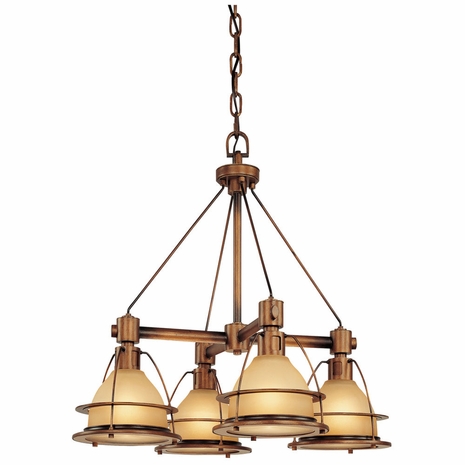 F2054SBZ Troy Interior Bristol Bay Large 4Lt Hand-Worked Iron Ceiling Mount Chandelier in Sunset Bronze Finish
