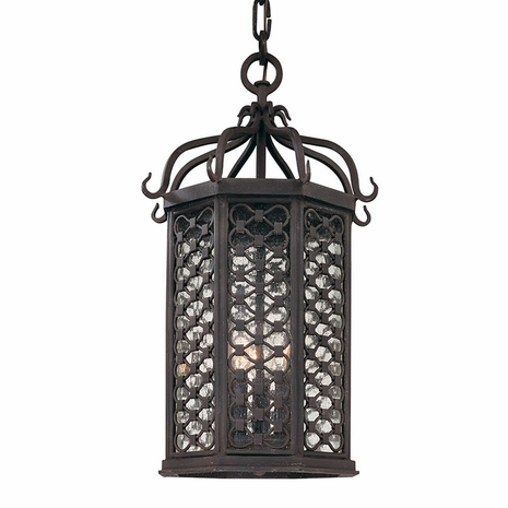 F2377OI Troy Old Iron Los Olivos 3Lt Hanging Lantern Medium